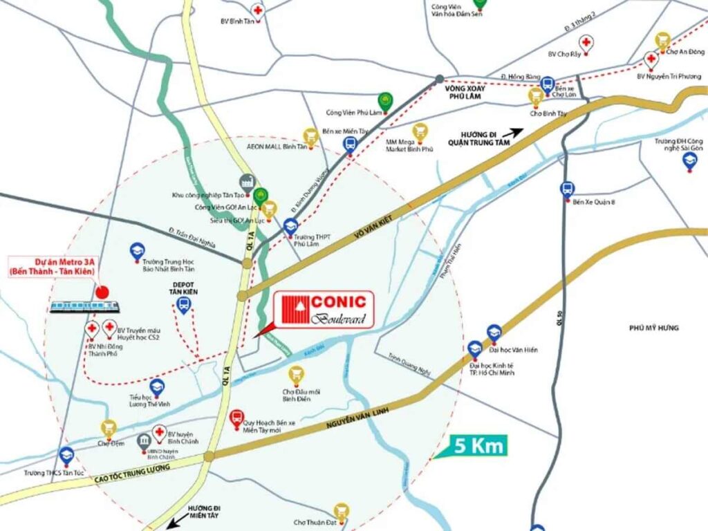 Thị trường bất động sản Bình Chánh năm 2025: Vị trí của Conic Boulevard 2